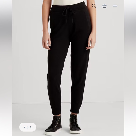 Polo Ralph Lauren Women's merino wool blend knit Black Jogger Pants Small NWT - Picture 1 of 9
